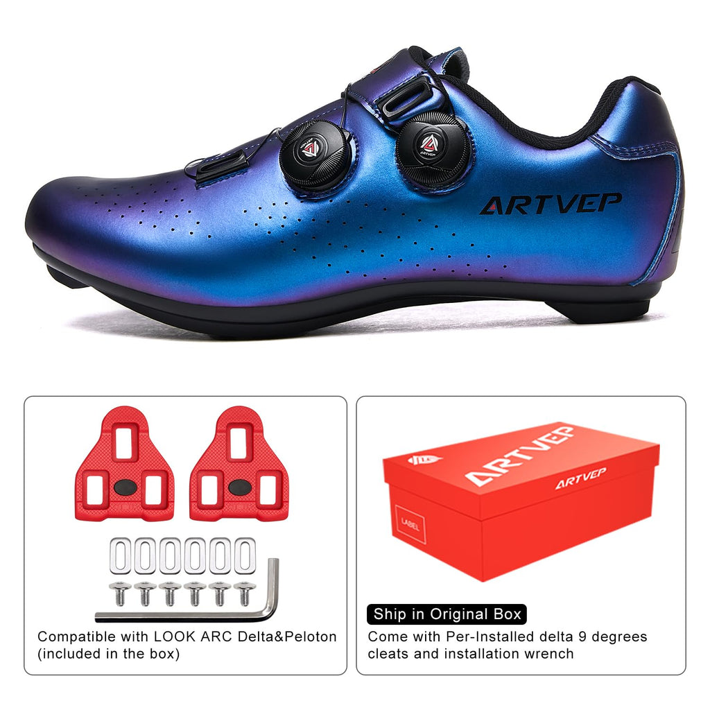 Scarpe da Ciclismo da Uomo Scarpe da Bici da Strada Compatibile con SPD e Delta Blocco Pedale Scarpe da Bicicletta Compatible with Peloton Antiscivolo Traspiranti