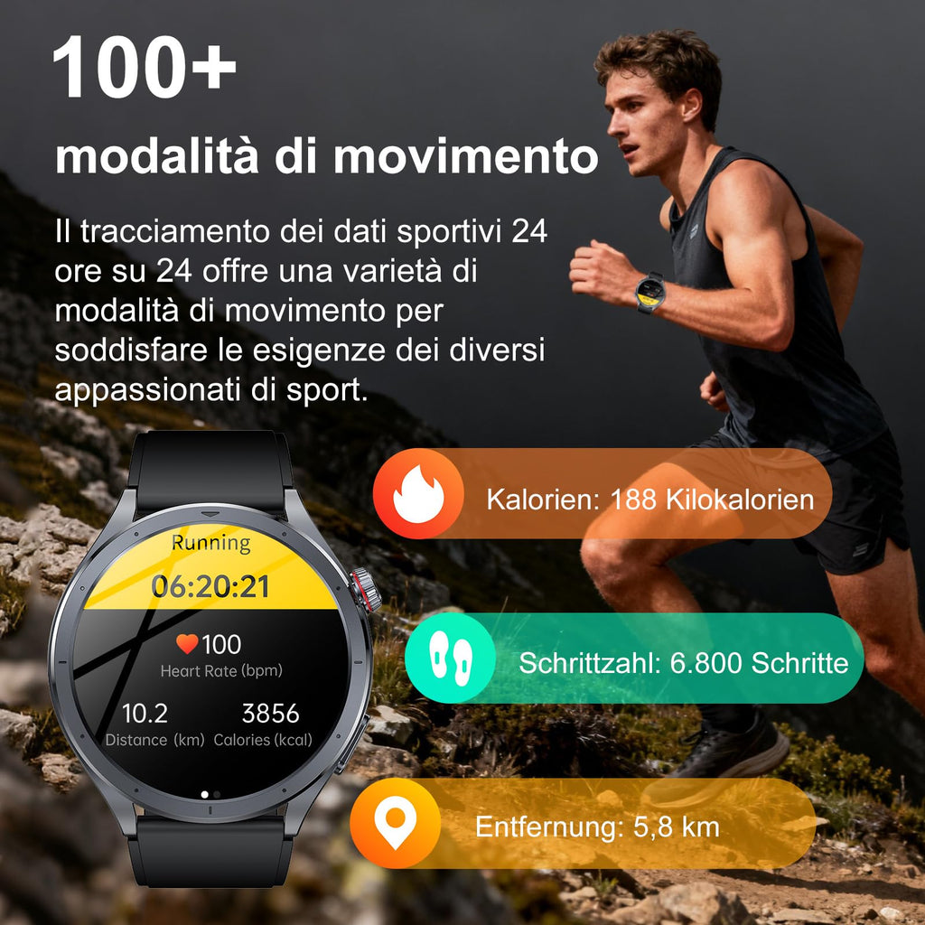YUPENG 2026 Nuovo AI Smartwatch Uomo ChatGPT ECG/HRV/Lipidi/Acido Urico/BMI, 1.53" Orologio Fitness Chiamate/Torcia, 24H Pressione Sanguigna/Sonno/Temperatura/Cardiofrequenzimetro/SOS, Android iOS
