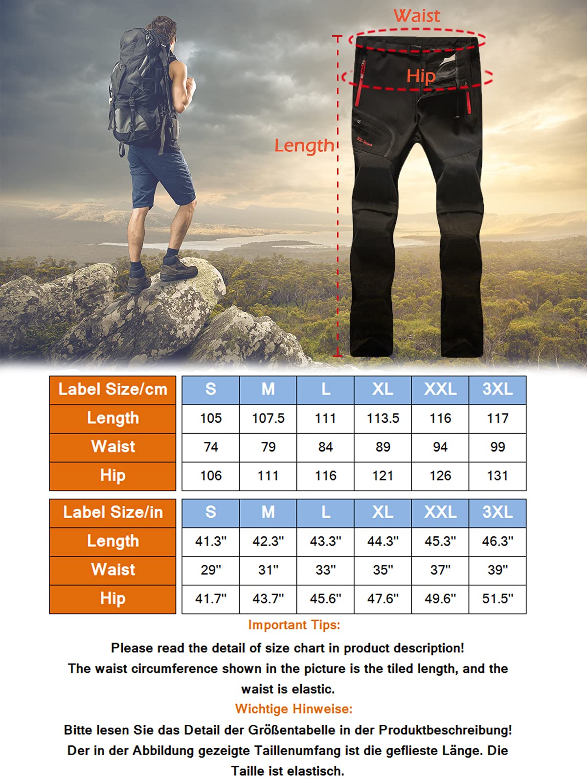 Zoerea Pantaloni Trekking Uomo Asciugare Rapidamente Traspiranti Convertibile Pantaloncini Primavera Estate Sottile All'aperto Alpinismo Escursionismo Calzoni