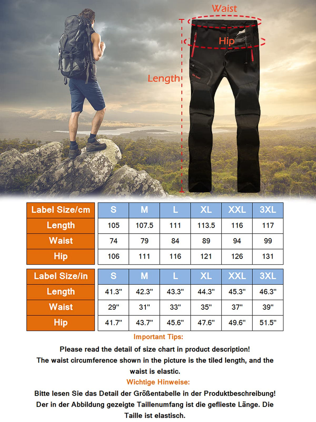 Zoerea Pantaloni Trekking Uomo Asciugare Rapidamente Traspiranti Convertibile Pantaloncini Primavera Estate Sottile All'aperto Alpinismo Escursionismo Calzoni