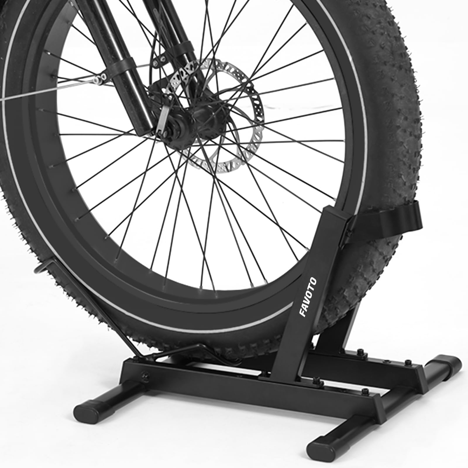 Favoto Cavalletto per E-Bike e Biciclette - Supporto da Pavimento per Bici Elettriche e Tradizionali da 20-29 Pollici Corsa Mountain Capacità Massima 38kg Nero