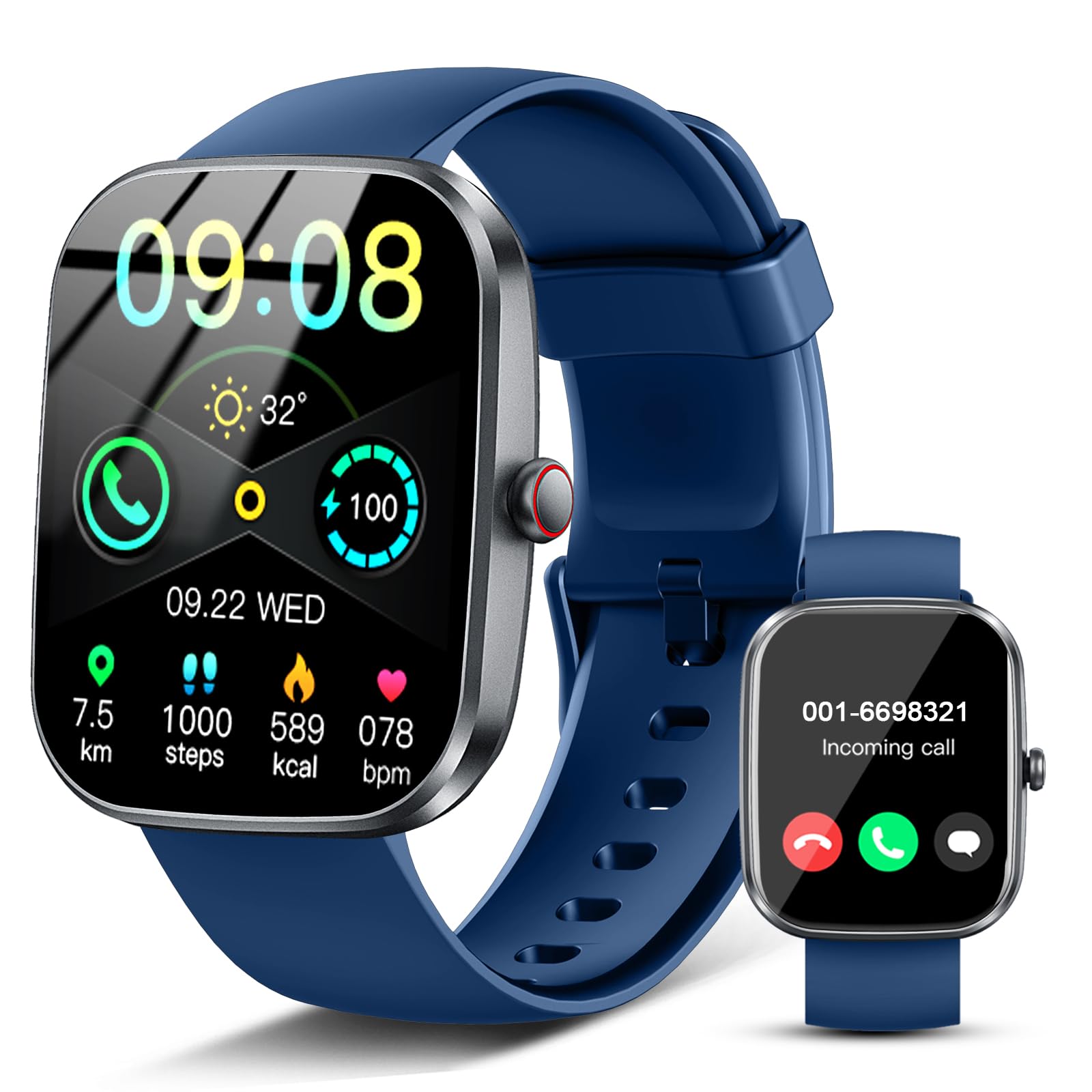 Smartwatch Uomo Militare, Orologio Smartwatch 1.43" con Chiamate Bluetooth, 100+ Modalità Sportive, Batteria 1000 mAh, Monitoraggio Sonno e Cardiofrequenzimetro, Torcia e Bussola per IOS/Android