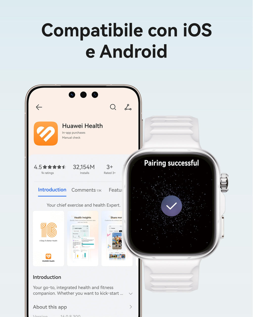 HUAWEI WATCH FIT 5 Smartwatch, Schermo AMOLED HD da 1,82", Design Raffinato, Pagamento NFC, Rilevamento Cadute, Batteria a lunga durata, Monitoraggio della salute, 5 ATM, Android & iOS, Nero