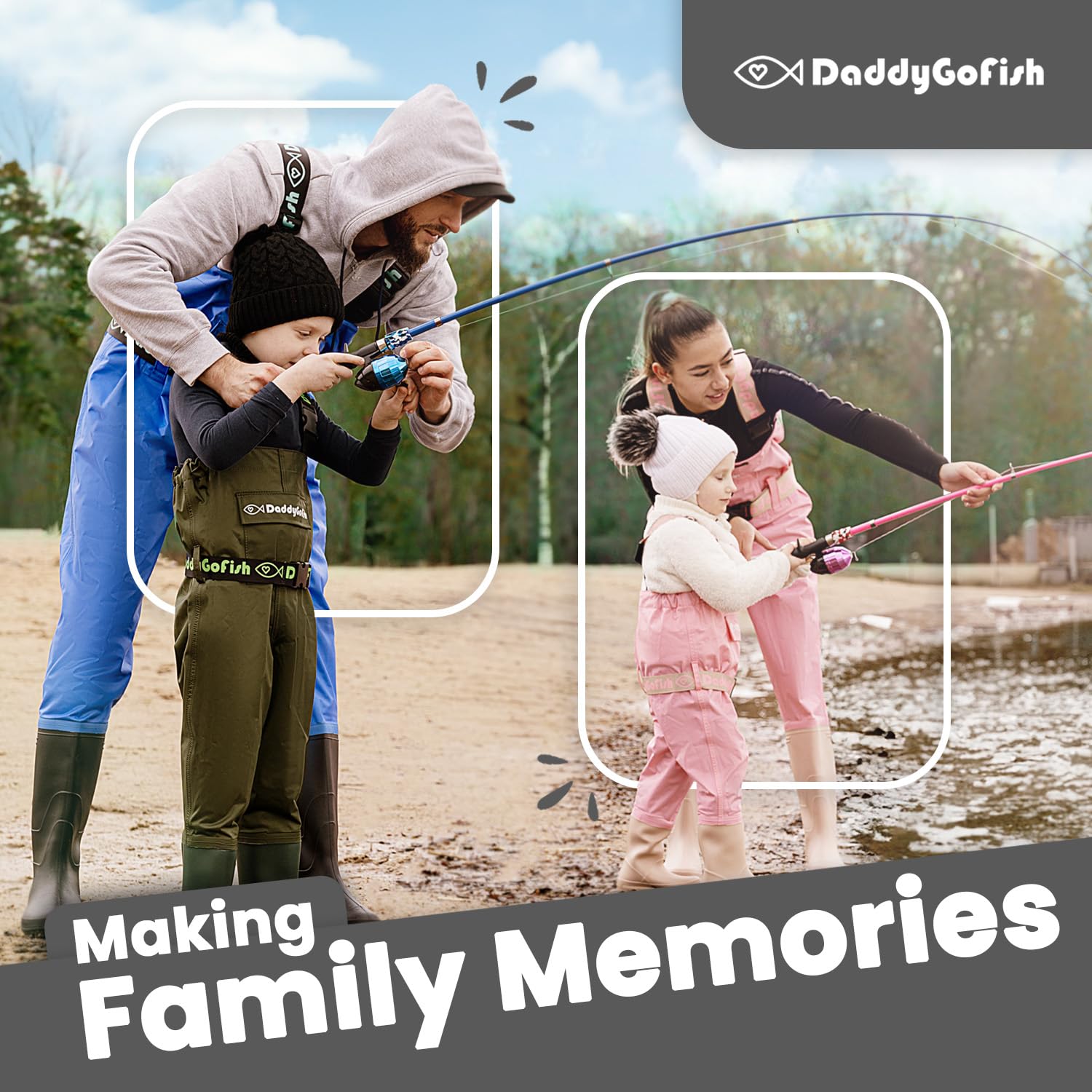 DaddyGoFish Kids Canna da Pesca Telescopica Spincast Combo Sedia Pieghevole Portacanna Tackle Box Bait Net Ragazzi Ragazze