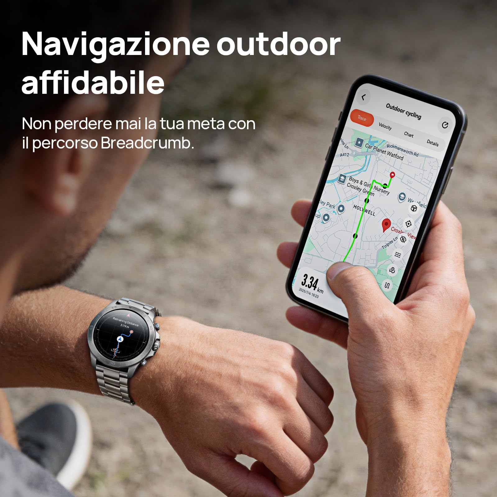 Mibro GS Explorer S Orologio Smartwatch uomo Militare GPS Outdoor con 1,32" AMOLED,Bi-Band GNSS,10 ATM,20 Giorni di Autonomia,Chiamate Bluetooth, Cardio e VO2max,2 Cinturini, per Android e iOS