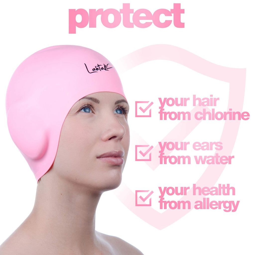 Cuffia da Nuoto per la Protezione delle Orecchie 3D - Cuffia Piscina Donna Uomo - Cuffia Nuoto Silicone Impermeabile - Cuffia Doccia Donna - Cuffia Piscina Capelli Lunghi e Corti