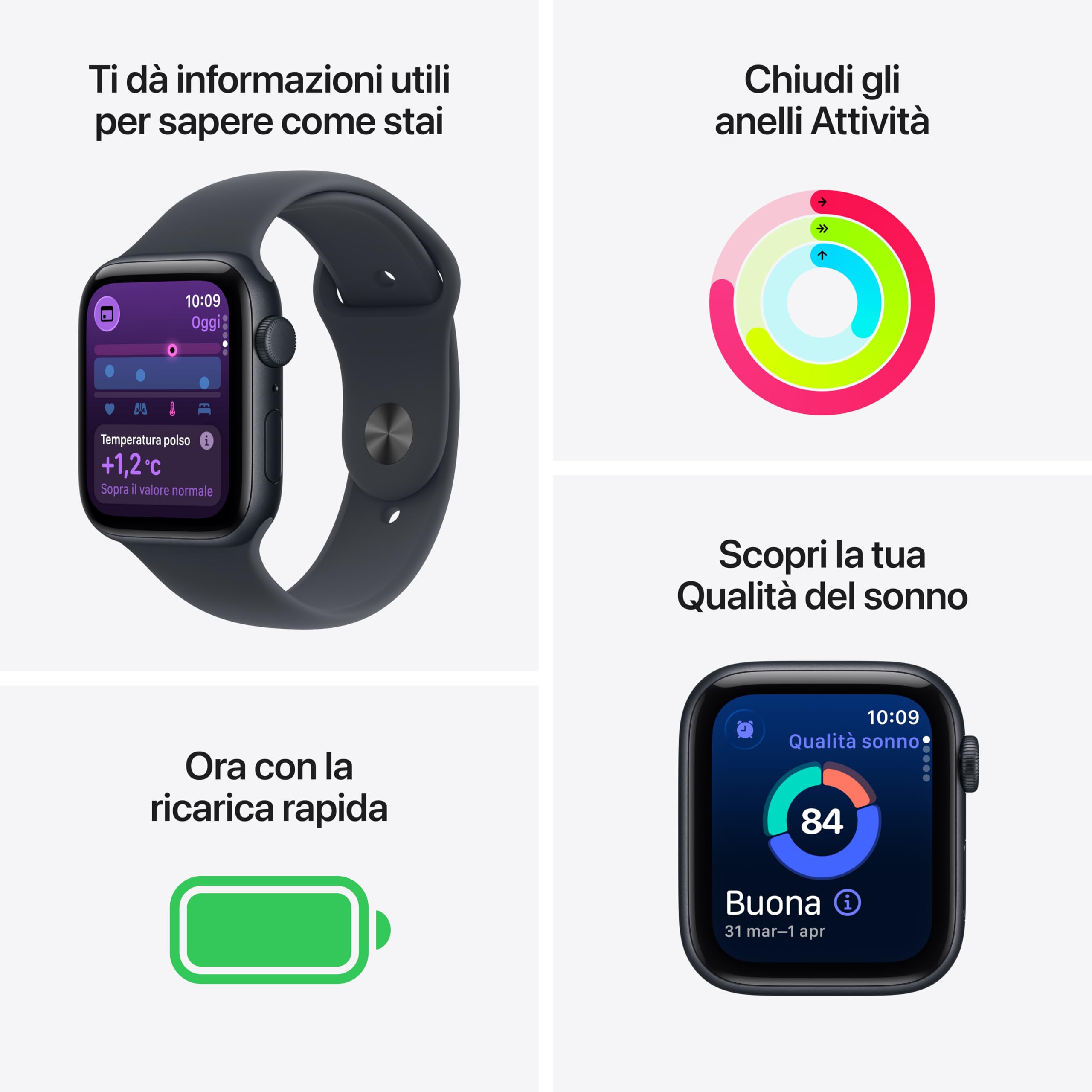 Apple Watch SE 3 GPS, Cassa 40 mm in alluminio galassia con Cinturino Sport galassia - S/M