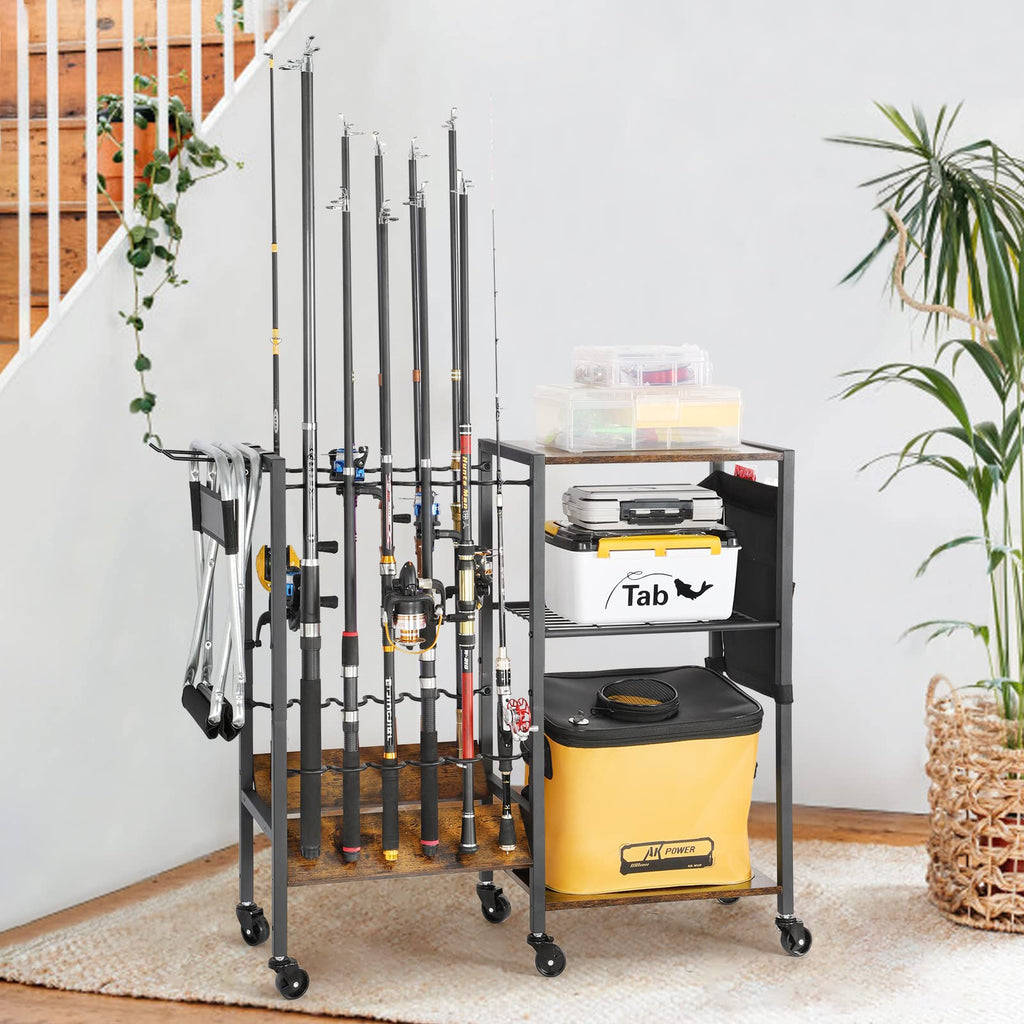 Bikoney Supporto per Canna da Pesca Accessori da Pesca Attrezzi da Pesca Organizzatori di Attrezzature da Pesca Negozio da Pesca Supporti per Canna da Pesca Carrello per Garage Casa Ingresso Angolo