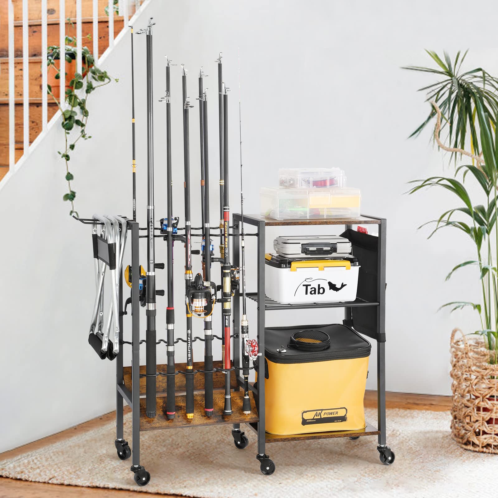 Bikoney Supporto per Canna da Pesca Accessori da Pesca Attrezzi da Pesca Organizzatori di Attrezzature da Pesca Negozio da Pesca Supporti per Canna da Pesca Carrello per Garage Casa Ingresso Angolo