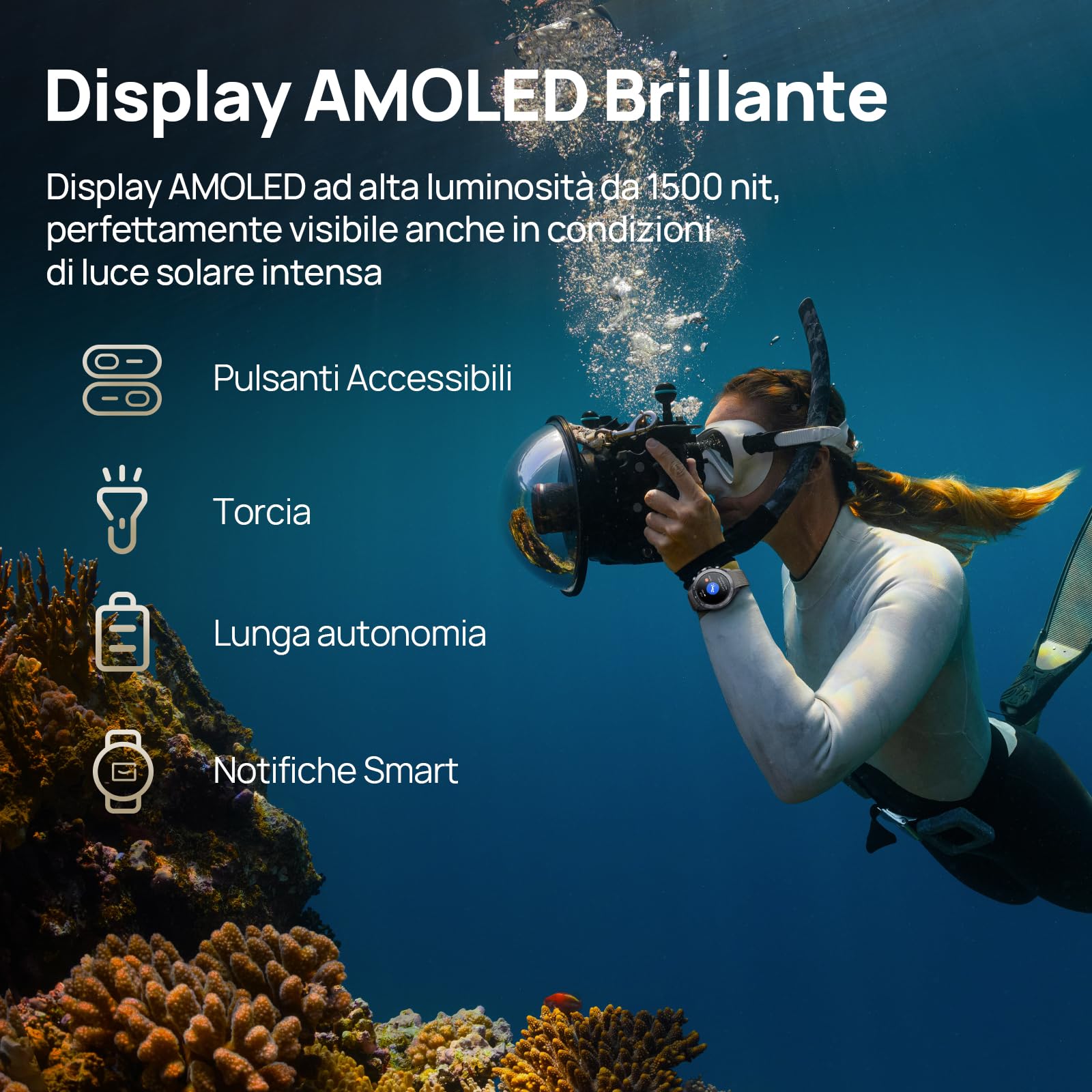 Mibro GS Explorer S Orologio Smartwatch uomo Militare GPS Outdoor con 1,32" AMOLED,Bi-Band GNSS,10 ATM,20 Giorni di Autonomia,Chiamate Bluetooth, Cardio e VO2max,2 Cinturini, per Android e iOS