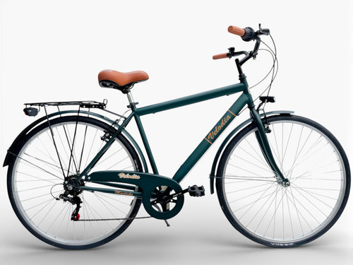 Bicicletta Uomo 28" Passeggio Verde Vintage Velodia Bici da Città con Cambio Shimano · Comoda e Robusta · Perfetta per Spostamenti Quotidiani e Tempo Libero · Stile Retrò