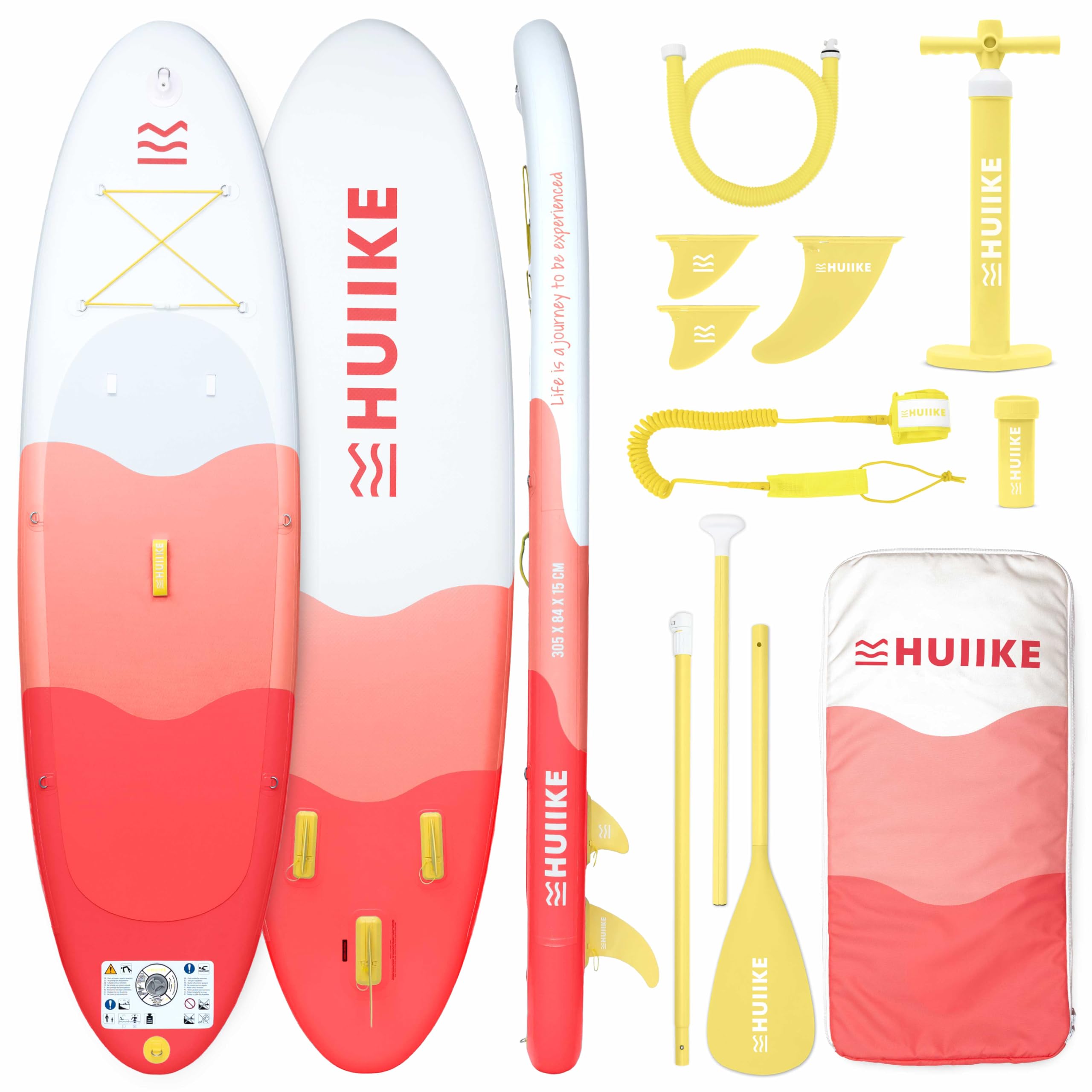 HUIIKE Tavola Sup Gonfiabile Adulti con Accessori Inclusi, Pagaia, Pinne, Pompa. Stand Up Paddle Board con Grande Stabilità e Resistenza. 305 x 84 x 15 cm, Carico Massimo 130 kg
