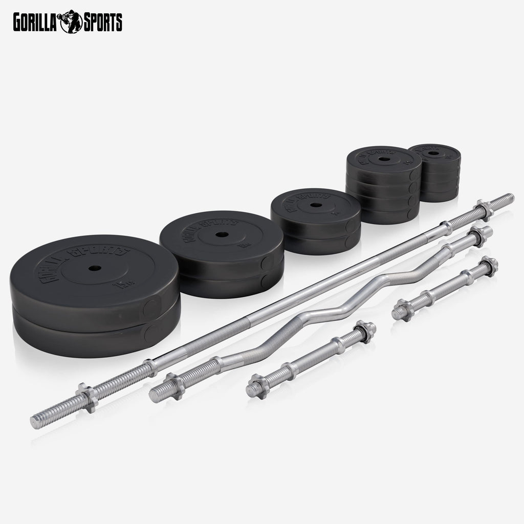 GORILLA SPORTS® Panca Pesi Multifunzione Regolabile – Pieghevole con Porta, Bilanciere e Manubri con Dischi 38/70/100 kg – Piana/Inclinata, Struttura Robusta Max 200 kg – Palestra Casa Fitness