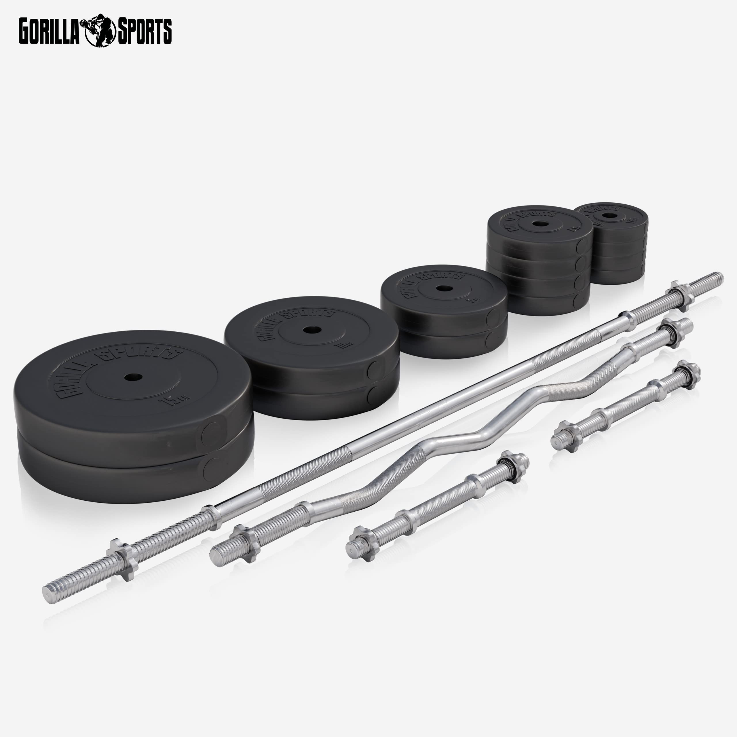GORILLA SPORTS® Panca Pesi Multifunzione Regolabile – Pieghevole con Porta, Bilanciere e Manubri con Dischi 38/70/100 kg – Piana/Inclinata, Struttura Robusta Max 200 kg – Palestra Casa Fitness