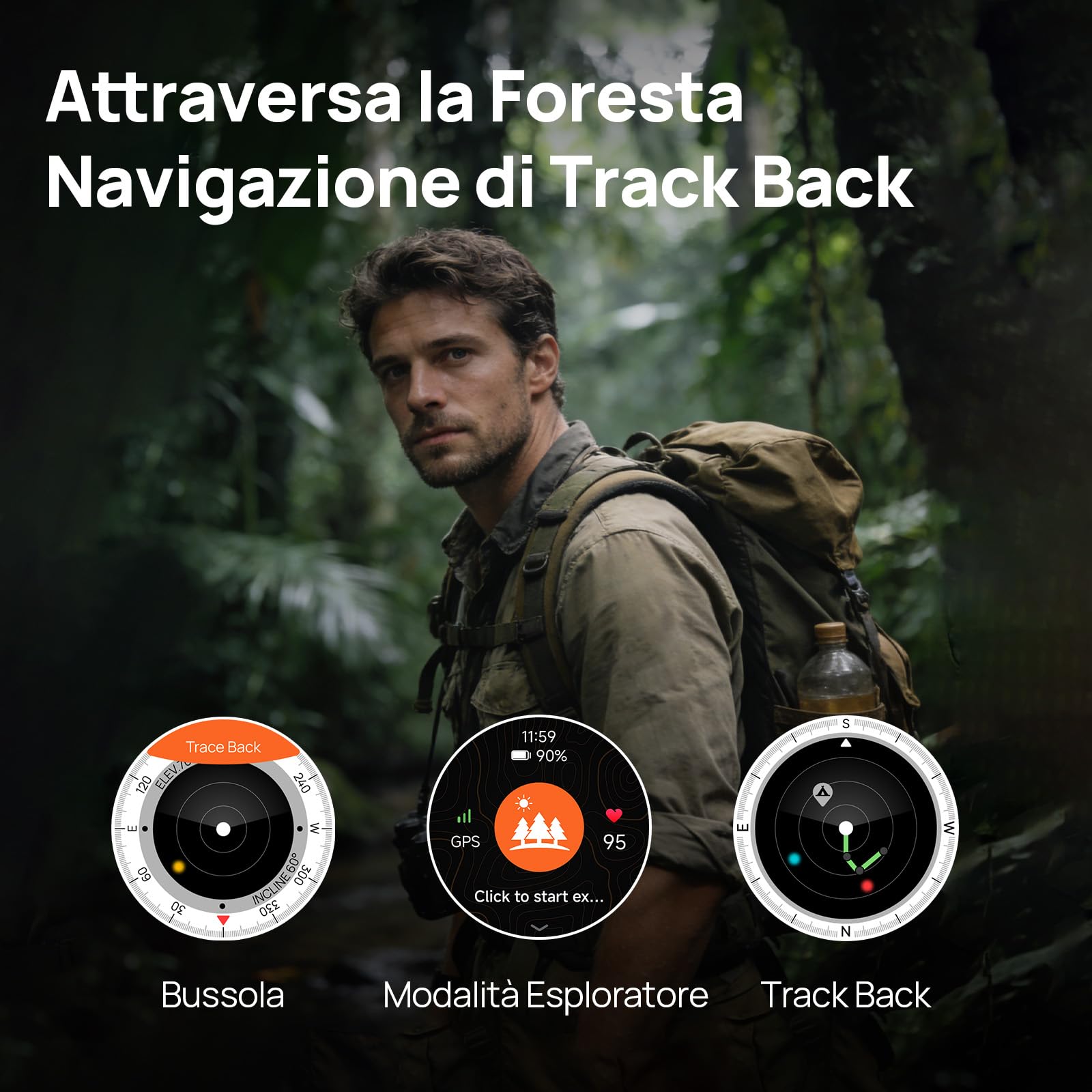 Mibro GS Explorer S Orologio Smartwatch uomo Militare GPS Outdoor con 1,32" AMOLED,Bi-Band GNSS,10 ATM,20 Giorni di Autonomia,Chiamate Bluetooth, Cardio e VO2max,2 Cinturini, per Android e iOS