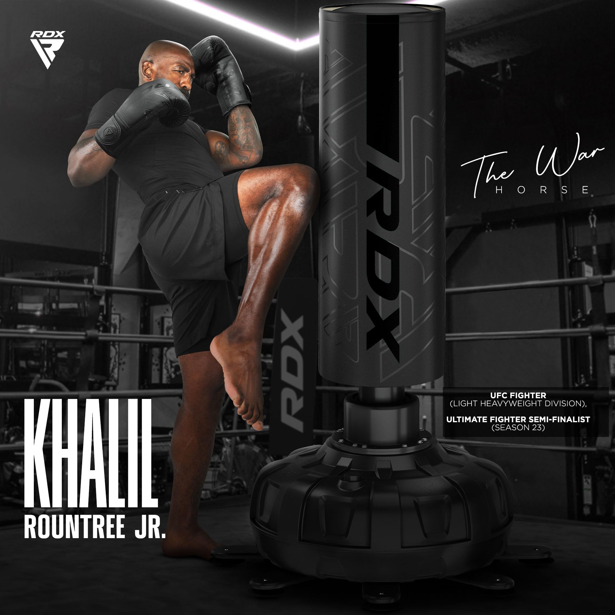 RDX Sacco da Boxe Terra, XXL 150KG 6FT Pesante Pieno KARA Sacco con Guantoni e Base, Maya Hide Pelle Piedistallo Adulti Free Standing Bag, MMA Arti Marziali Pugilato Muay Thai Kick Boxing