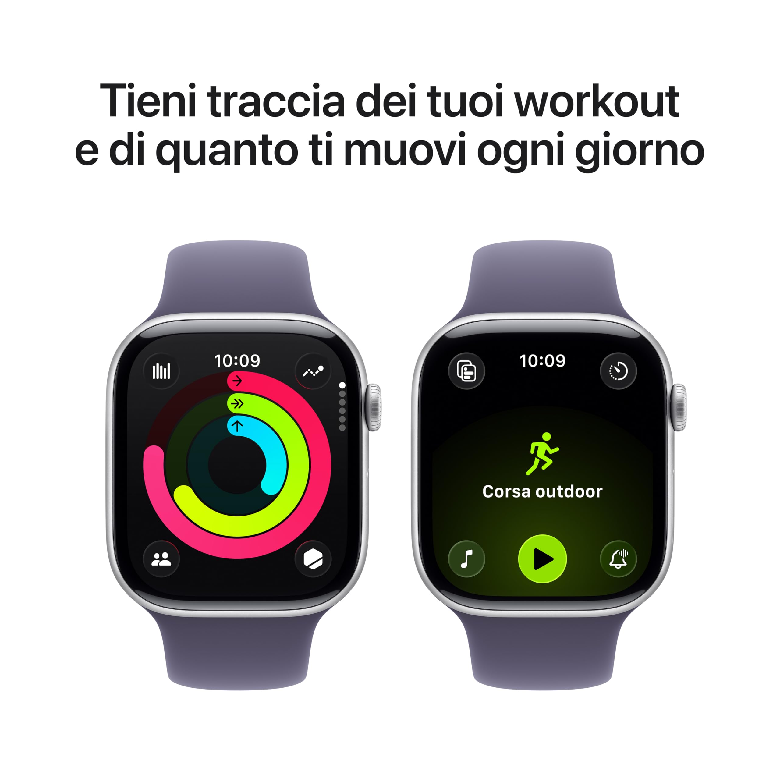 Apple Watch Series 11 GPS, Cassa 46 mm in alluminio Jet Black con Cinturino Sport nero - M/L