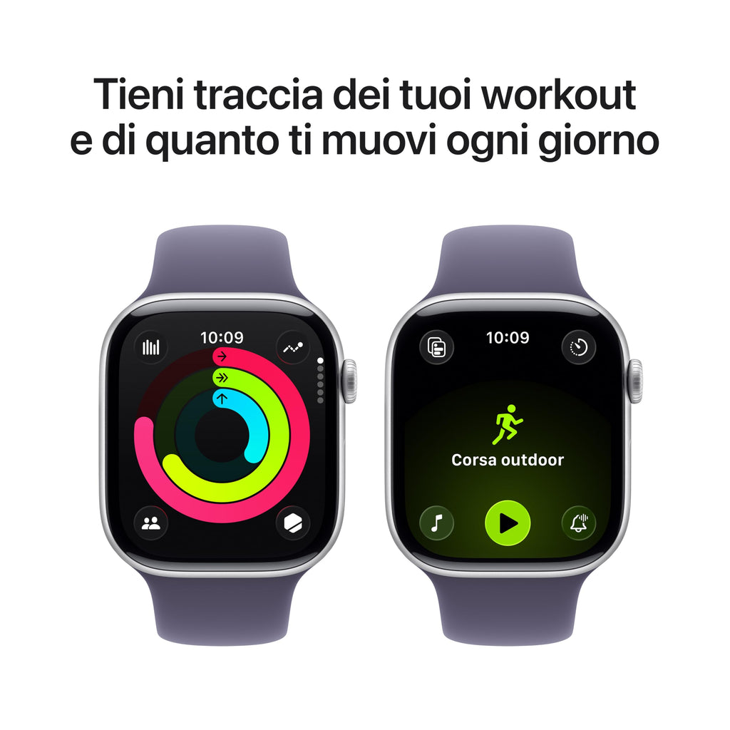 Apple Watch Series 11 GPS, Cassa 46 mm in alluminio Jet Black con Cinturino Sport nero - M/L