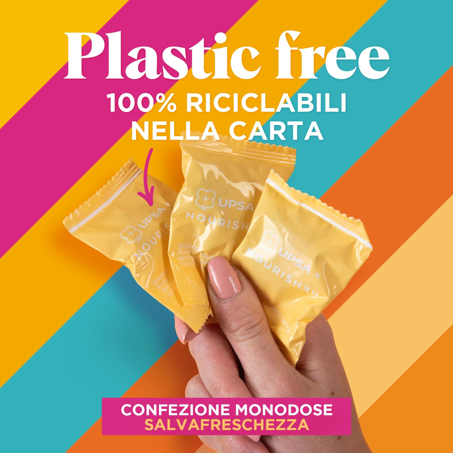UPSA x Nourished Energy, 60 Gummies Integratore alimentare con Guaranà, Zenzero, Caffeina, Vitamina C e B12 caramelle gommose gusto grutta, senza zucchero, vegan