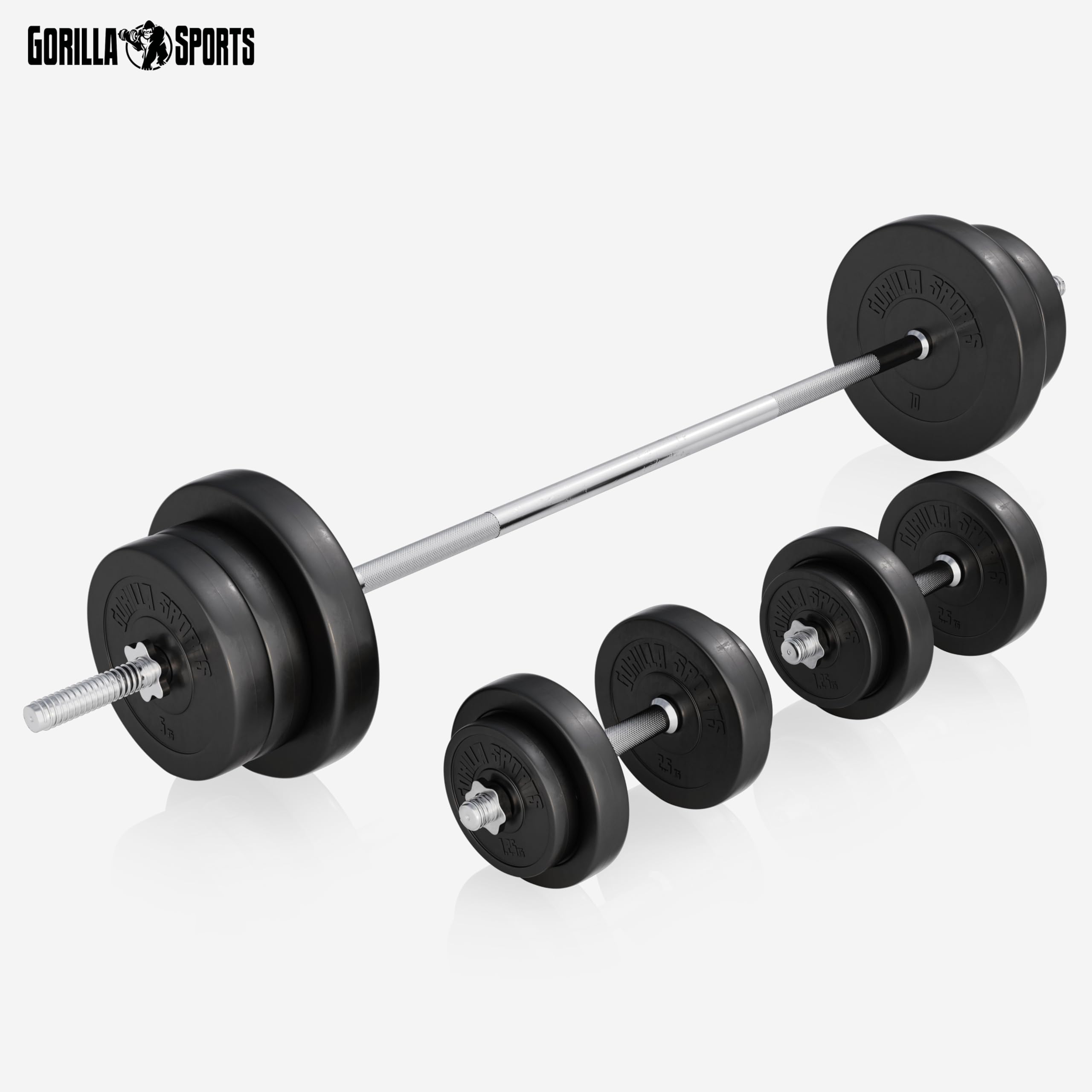 GORILLA SPORTS® Panca Pesi Multifunzione Regolabile – Pieghevole con Porta, Bilanciere e Manubri con Dischi 38/70/100 kg – Piana/Inclinata, Struttura Robusta Max 200 kg – Palestra Casa Fitness