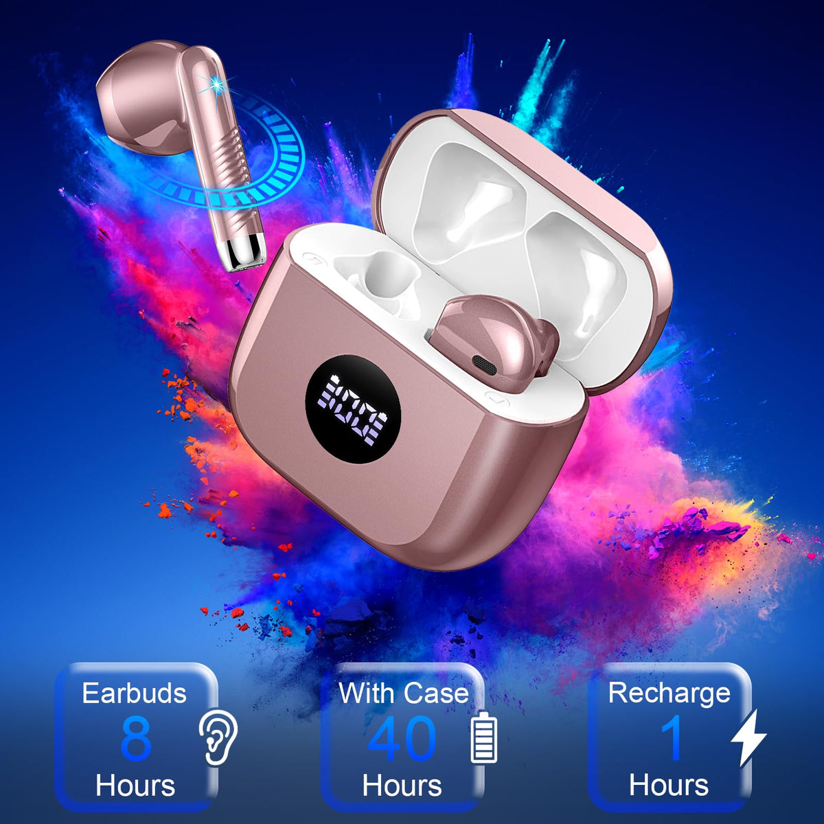 2026 Cuffie Bluetooth Auricolari Bluetooth 5.4, Cuffie Wireless con 4 ENC Cancellazione Rumore Mic, Cuffie in Ear 40 Ore di Riproduzione, Cuffie Senza Filo HiFi Stereo IP7 Impermeabili per iOS/Android