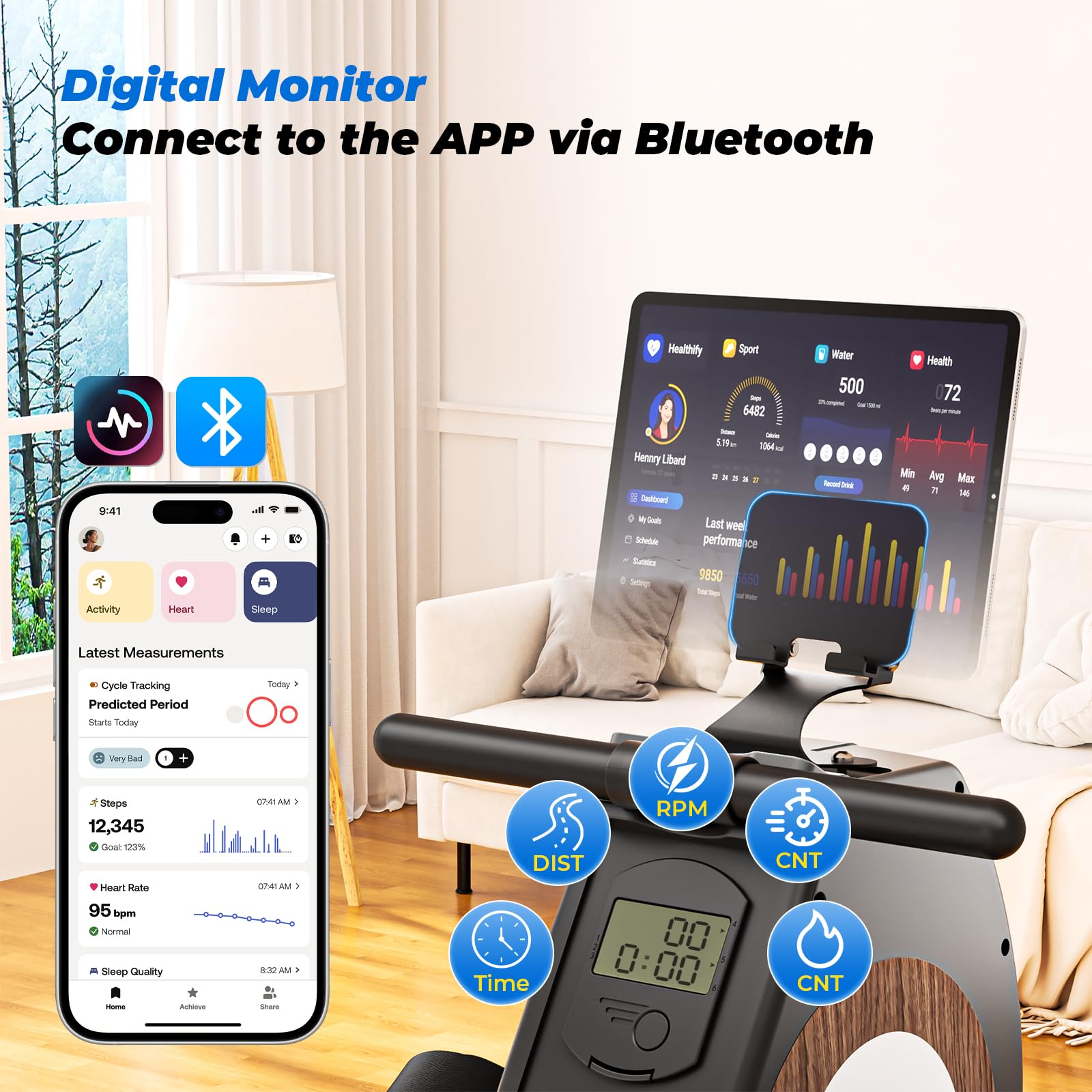 ONETWOFIT Rameur Magnétique, Pliable Silencieux Rameur Fitness À Domicile, 16 Niveaux De Résistance Capacité De 160 Kg Avec Application