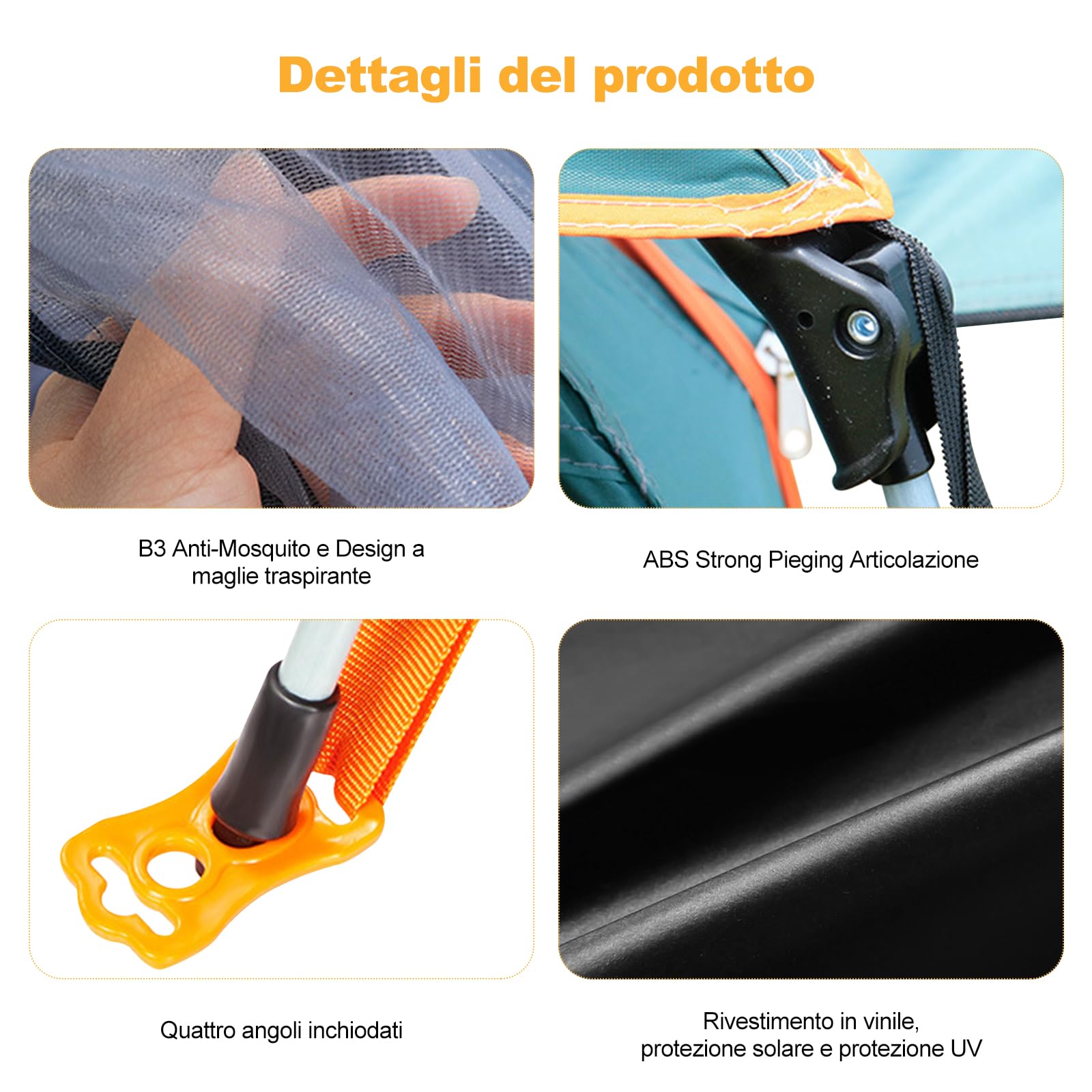 Ergocar Tenda Campeggio Pop Up 3-4 Persone Ultra-Leggero Tenda Impermeabile Antivento a Cupola Leggera con Veranda per Campeggio Escursioni Arrampicata