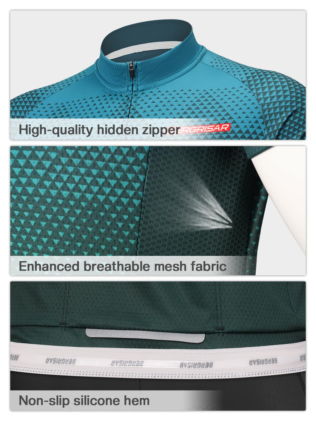 BERGRISAR Maglia da Ciclismo a Maniche Corte da Uomo, Traspirante Leggero Estiva Abbigliamento per MTB Bici