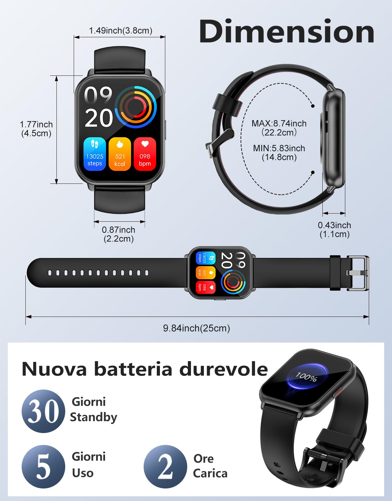 RUIMEN Smartwatch Donna Chiamate Bluetooth Musica Orologio Sportive Contapassi da Polso Cardiofrequenzimetro Saturazione Ossigeno Fitness Tracker Ciclo Mestruale Controllo Sonno per Android iOS Rosa