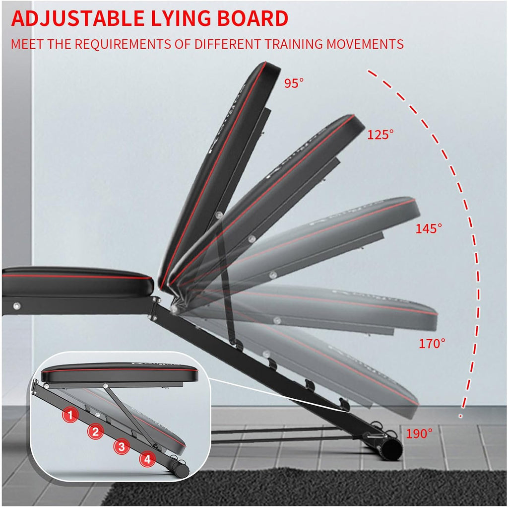 Banc de Musculation Multifonction Réglable sur 5 Niveaux Inclinable Jusqu'à 190° Banc Plat Réglable 200kg Capacité de Poids pour la Maison et la Salle de Sport