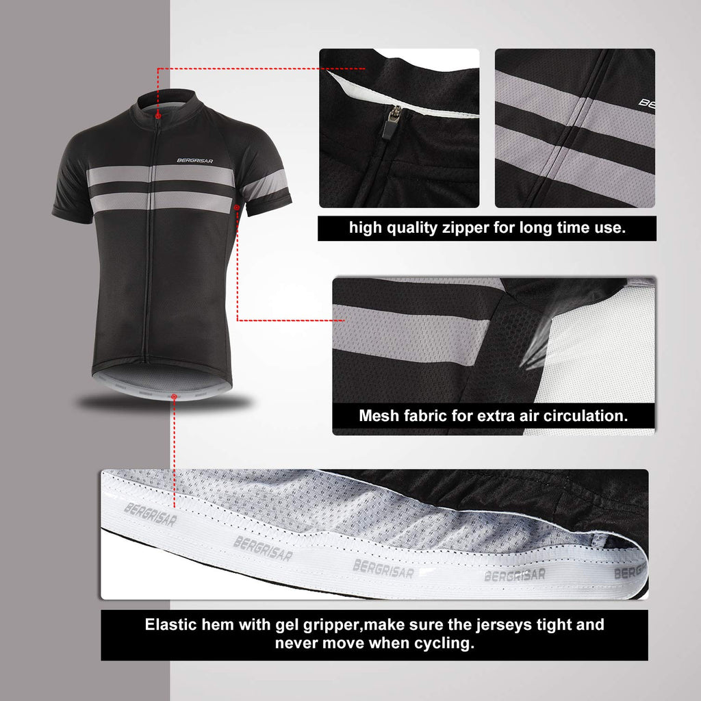 BERGRISAR Maglia da Ciclismo a Maniche Corte da Uomo, Traspirante Leggero Estiva Abbigliamento per MTB Bici