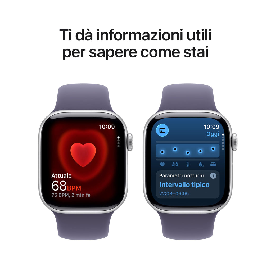 Apple Watch Series 11 GPS, Cassa 46 mm in alluminio Jet Black con Cinturino Sport nero - M/L