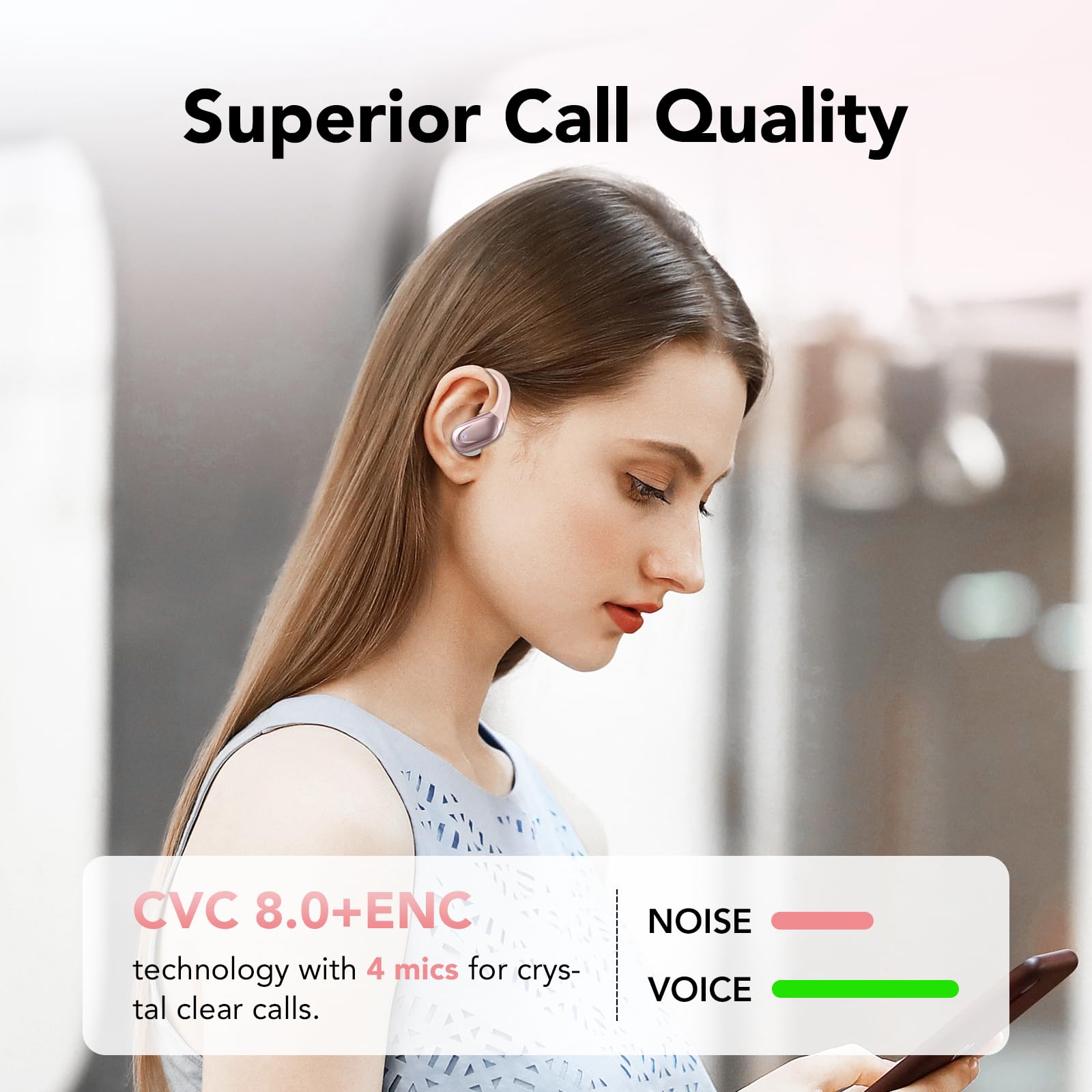 Cuffie Bluetooth, Sport Auricolari Bluetooth 5.3 con Gancio per Orecchio, 60H con Indicatore LED per Cassa di Ricarica, Chiamata ENC HD, Vestibilità Comoda, Basso Profondo, IPX7 Impermeabile(Nero).