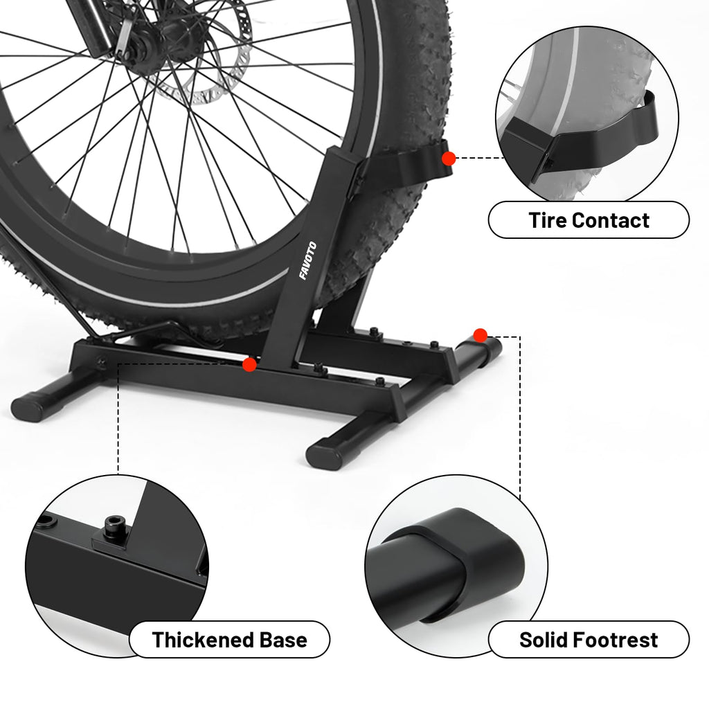 Favoto Cavalletto per E-Bike e Biciclette - Supporto da Pavimento per Bici Elettriche e Tradizionali da 20-29 Pollici Corsa Mountain Capacità Massima 38kg Nero