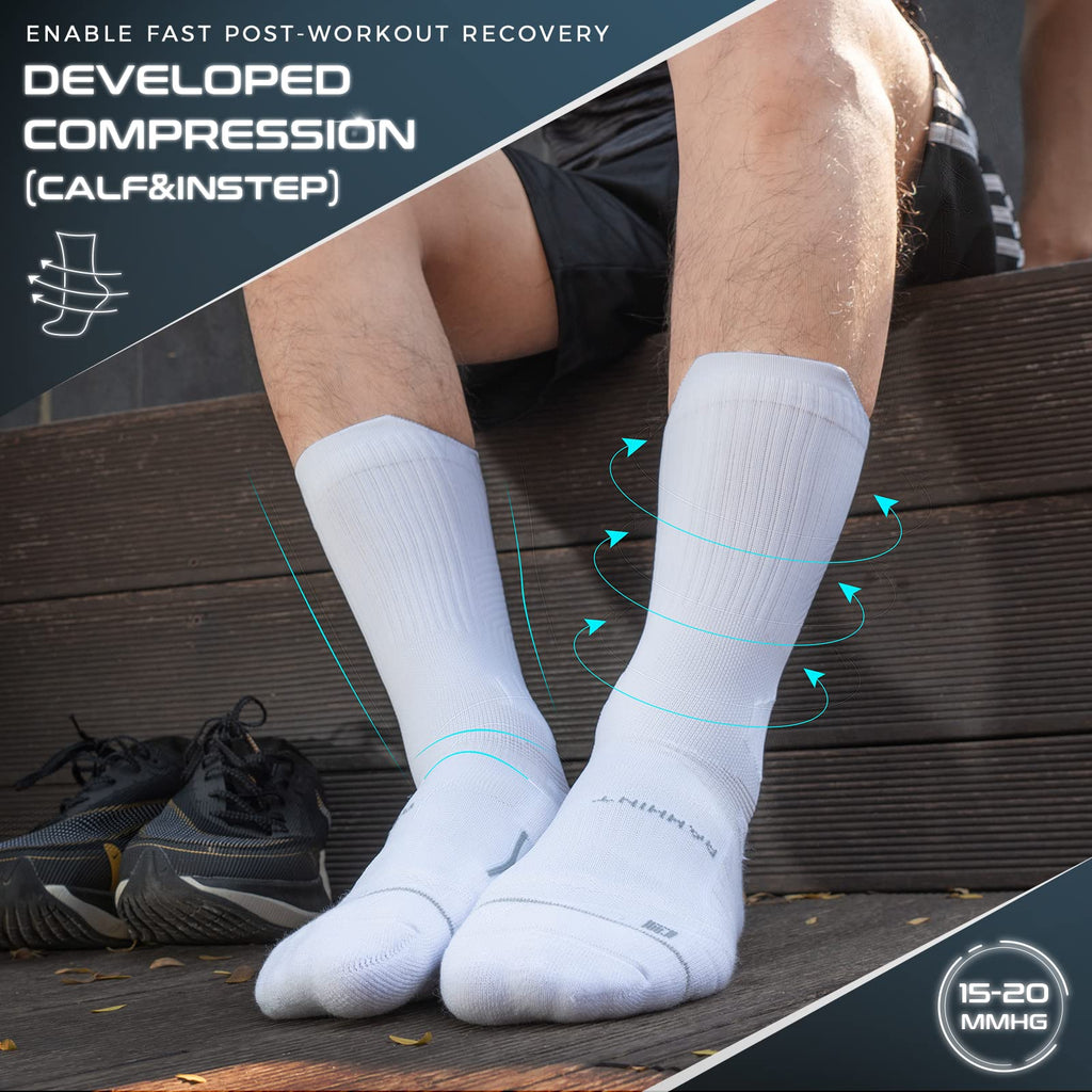 Coolmax Compressione 3 Paia Calzini Running Uomo Calze da Corsa Trekking Padel Uomo, Anti-Vesciche & Con Supporto Dell'arco Plantare, 35-51