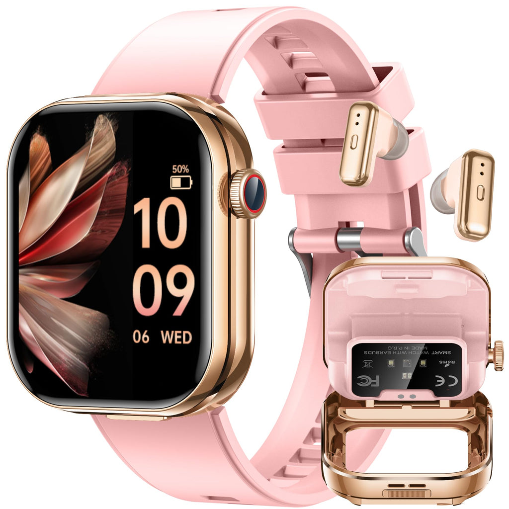 Smartwatch Donna Uomo con Auricolari Bluetooth: 2.02" Orologio Smart Watch Effettua Risposta Chiamate 100 Modalità Sportive Fitness Tracker IP67 Impermeabile WhatsApp Notifice Compatibile Android iOS