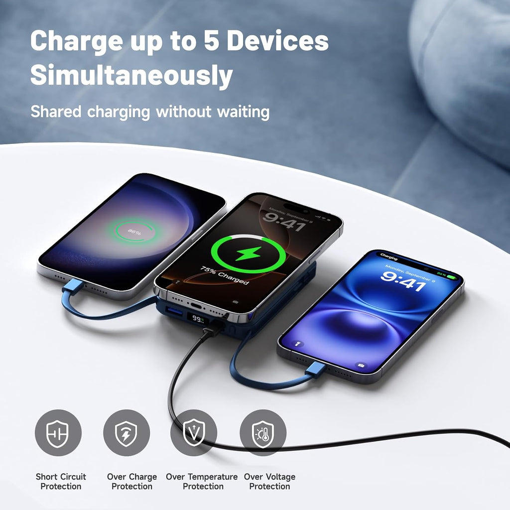 per Magsafe Powerbank 10000mAh, Caricatore Portatile Magnetico Wireless 20W, Ricarica Rapida con Display LED e cavo di ricarica USB-Cper iPhone 17/16/15/14/13/12 Pro/Pro Max/Plus(Blu)