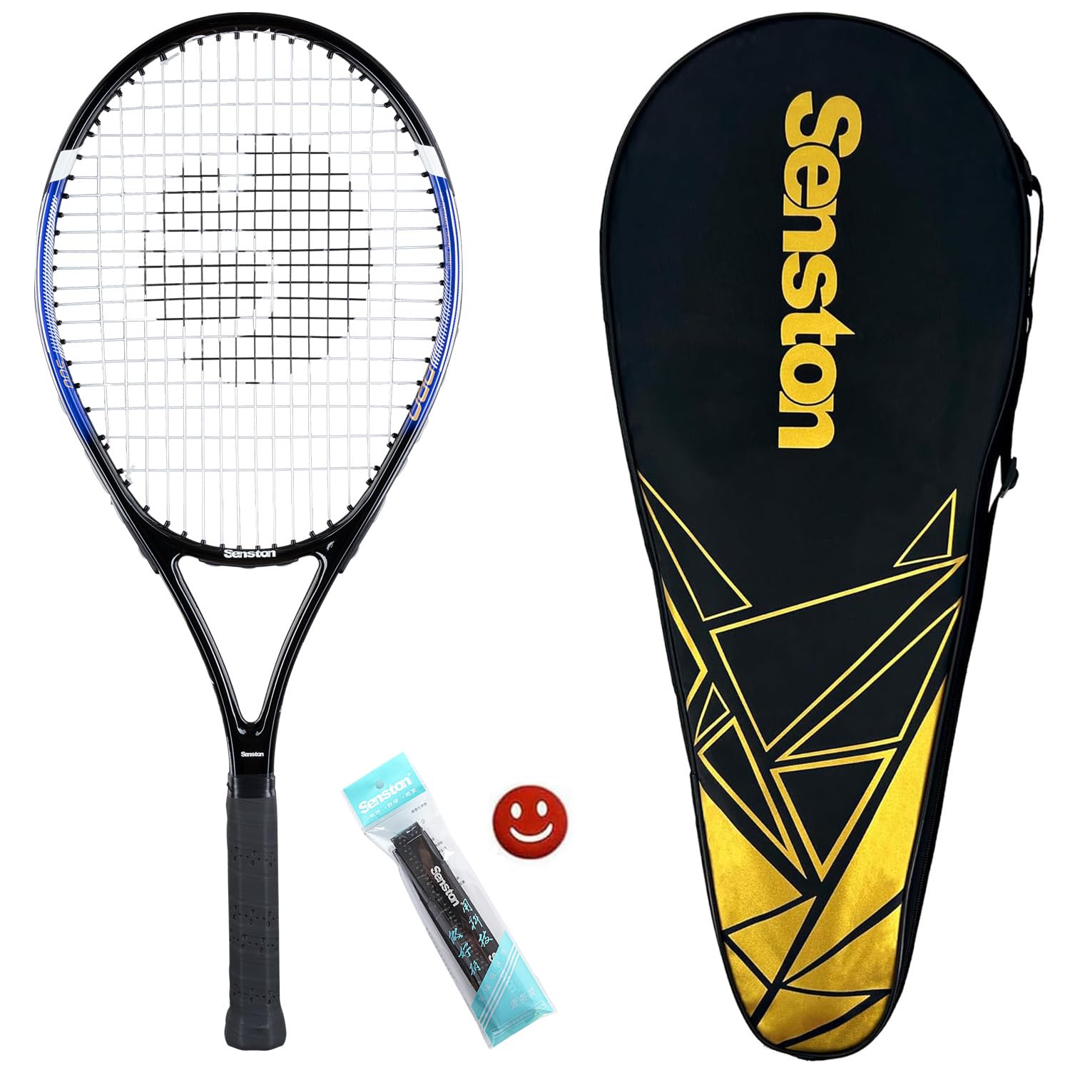 Senston Racchetta da Tennis da 27'', Racchette Tennis con Borsa, Grip da Tennis, Smorzatore di Vibrazioni, Presa e Controllo Eccellenti