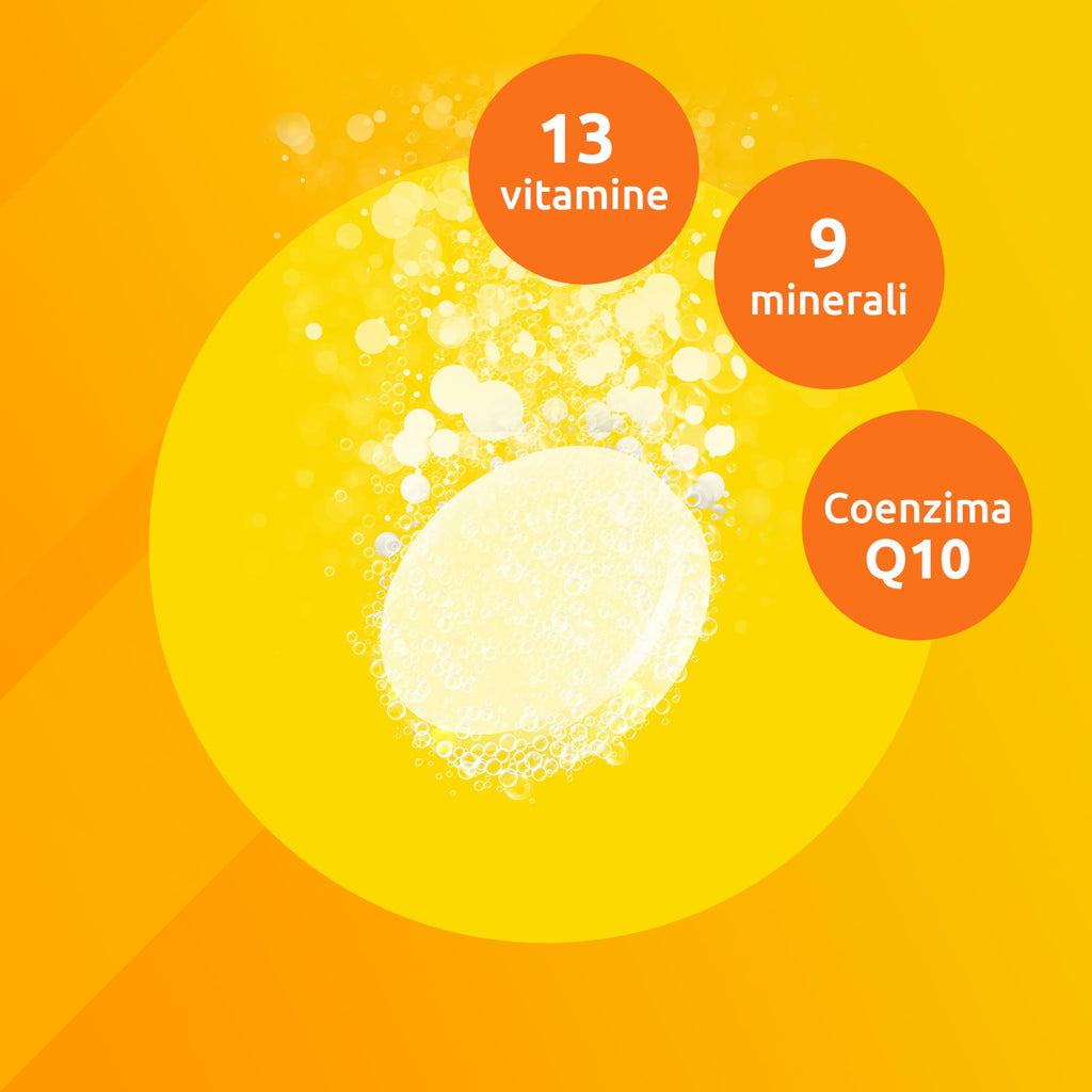 Supradyn Ricarica Multivitaminico Completo Vitamine e Minerali per Adulti, Integratore Vitamine A, B, C, D3, E, K, Magnesio, Calcio, Zinco, Selenio e Q10, Gusto Arancia 60 Compresse Effervescenti