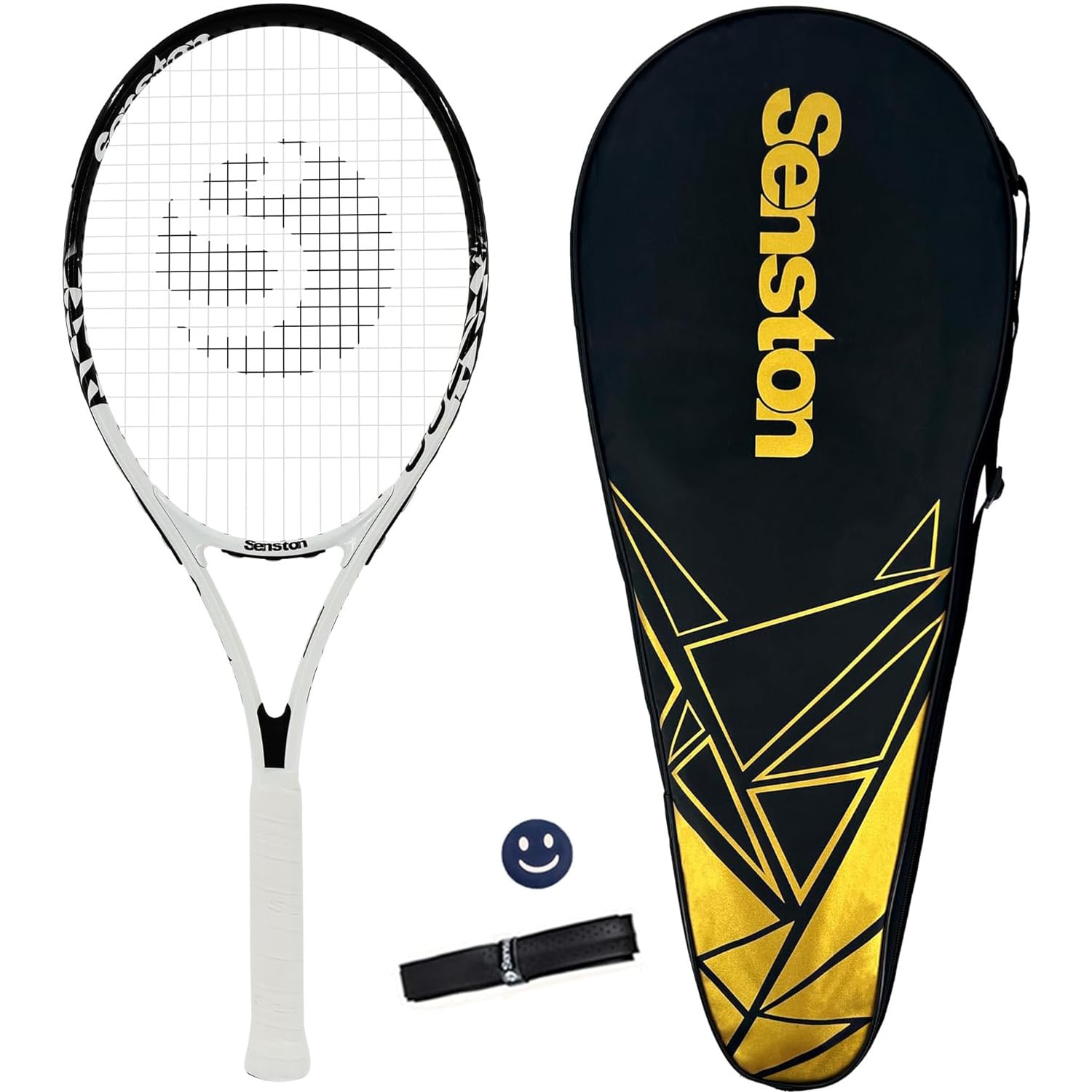 Senston Racchetta da Tennis da 27'', Racchette Tennis con Borsa, Grip da Tennis, Smorzatore di Vibrazioni, Presa e Controllo Eccellenti