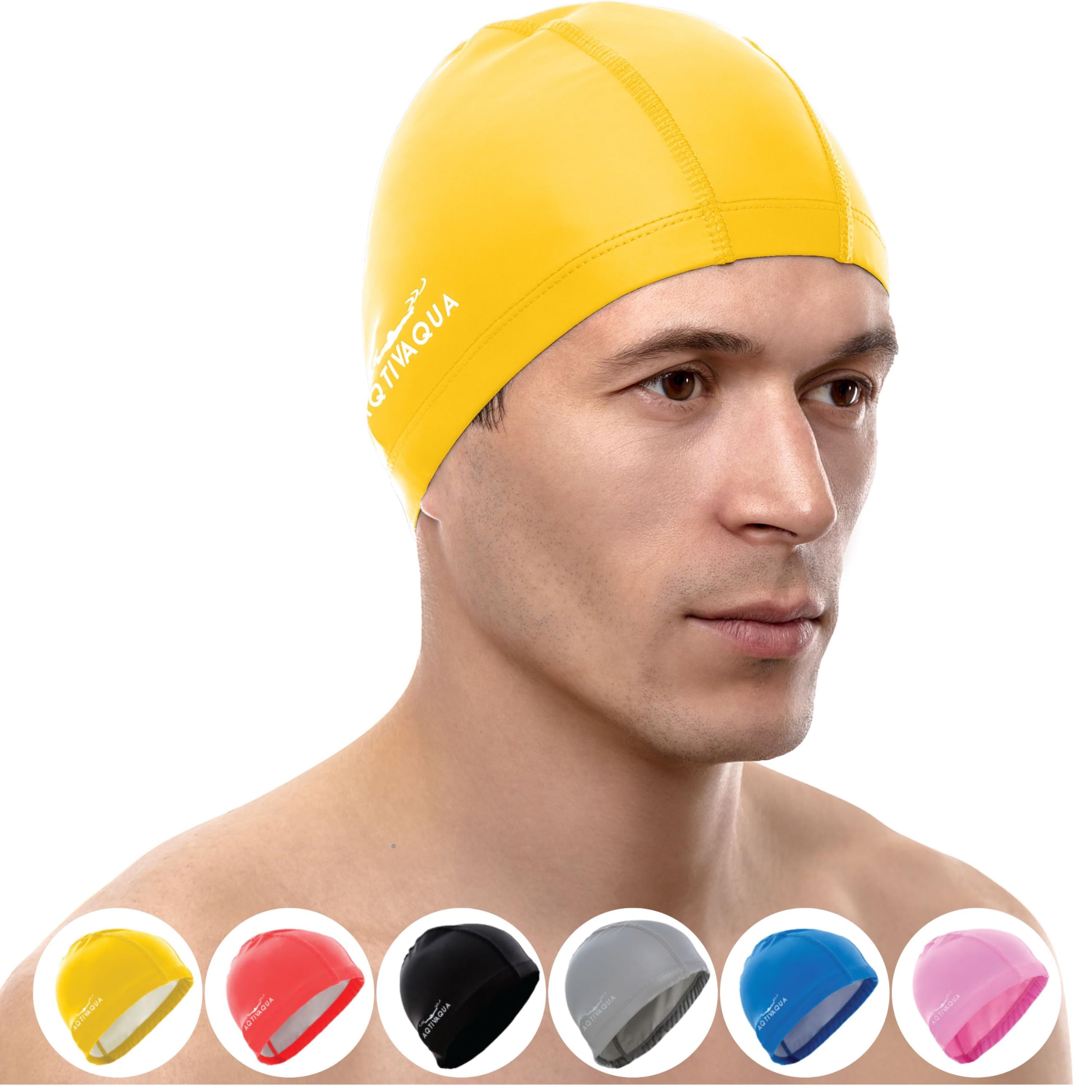 AqtivAqua Cuffia Piscina Uomo, Donna e Bambini — Morbida ed Elastica in Spandex con Rivestimento Protettivo — Ideale per l'Uso in Piscina