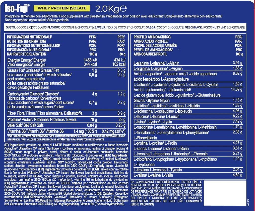 YAMAMOTO NUTRITION Iso-FUJI 700 grammi, 100% proteine del siero di latte isolate di qualità Volactive® UltraWhey XP, altissimo contenuto proteico e adatte ad ogni momento