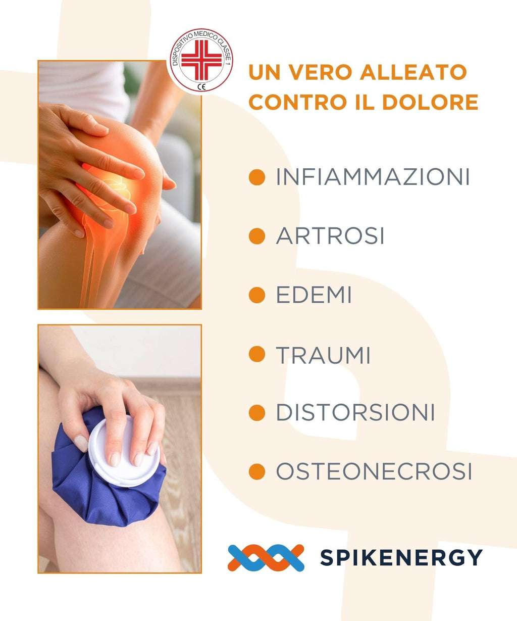 Spikenergy Ginocchiera Ortopedica Elettro Magnetoterapia - Unisex, Per Artrosi ed Artrite, Traumi Distorsivi, Tendinite, Fascia Ginocchio Elastica, Dispositivo Medico Detraibile - Made in Italy