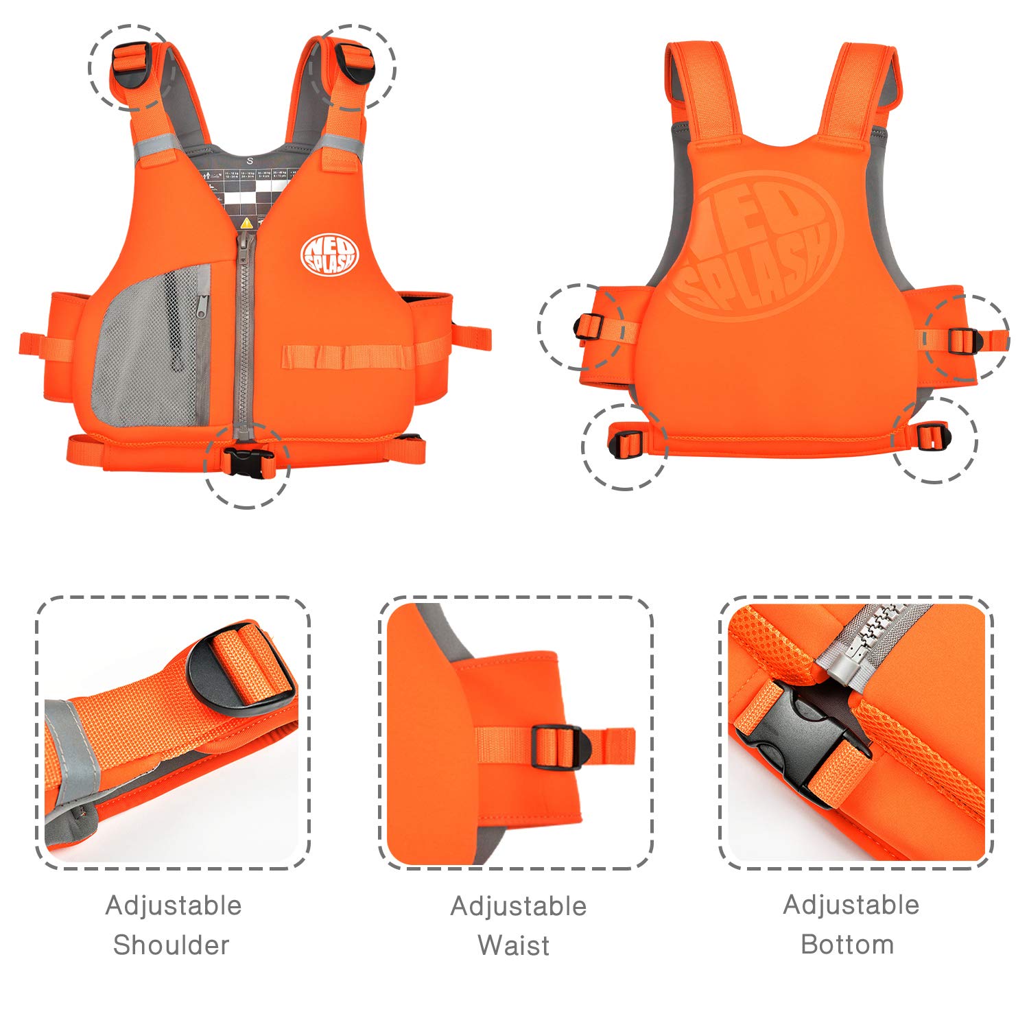 Aiuto al Galleggiamento Adulti, Giubbotto Solido, Ideale per Sport Acquatici, kayak, Sup, Canottaggio, Snorkeling