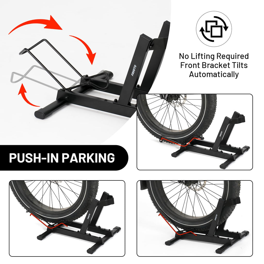 Favoto Cavalletto per E-Bike e Biciclette - Supporto da Pavimento per Bici Elettriche e Tradizionali da 20-29 Pollici Corsa Mountain Capacità Massima 38kg Nero