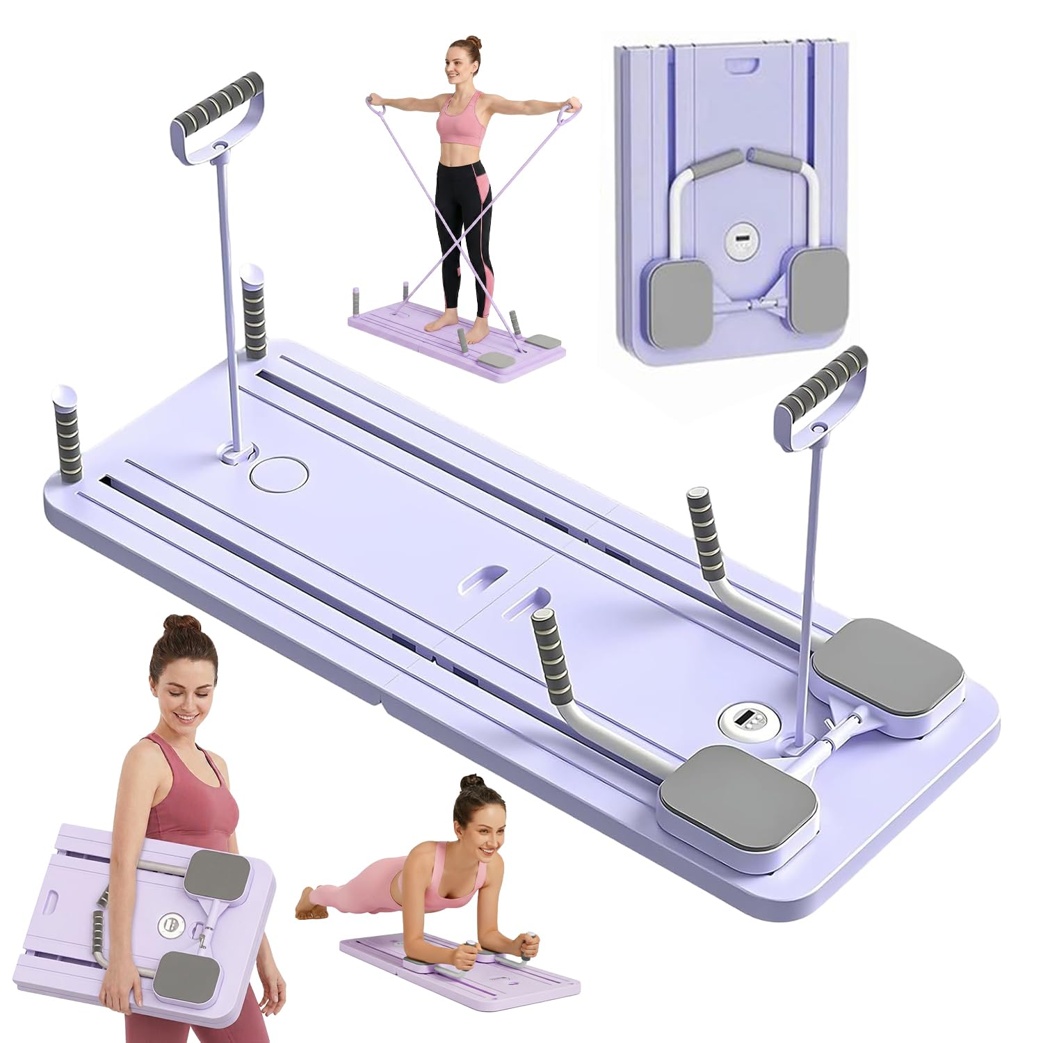 Saha® Tavola Pilates Reformer | Attrezzo Addominali Fitness Casa con Bande di Resistenza, Maniglie e Timer | Yoga Core Allenamento Corpo Completo | Original Corner
