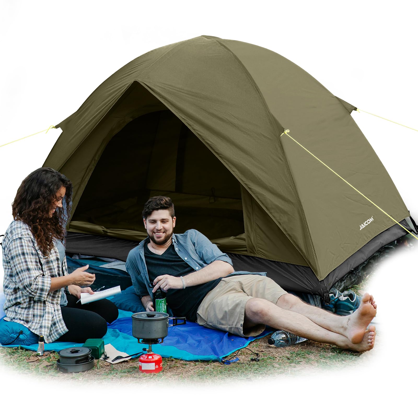JAICOM Tenda Campeggio, Tenda Ultraleggera 3-4 Stagioni, Anti UV e Impermeabile, Ventilazione a Doppia Porta, Facile da Installare,Ideale per Campeggio, Backpacking, Attività di Vacanza e Famiglie