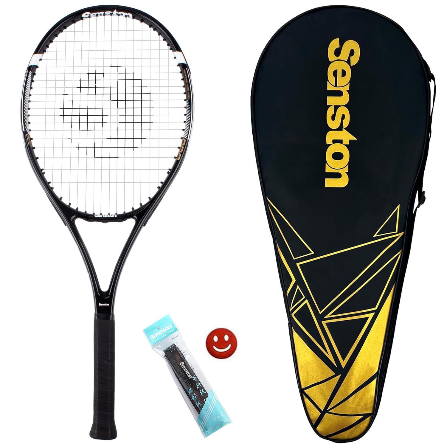 Senston Racchetta da Tennis da 27'', Racchette Tennis con Borsa, Grip da Tennis, Smorzatore di Vibrazioni, Presa e Controllo Eccellenti