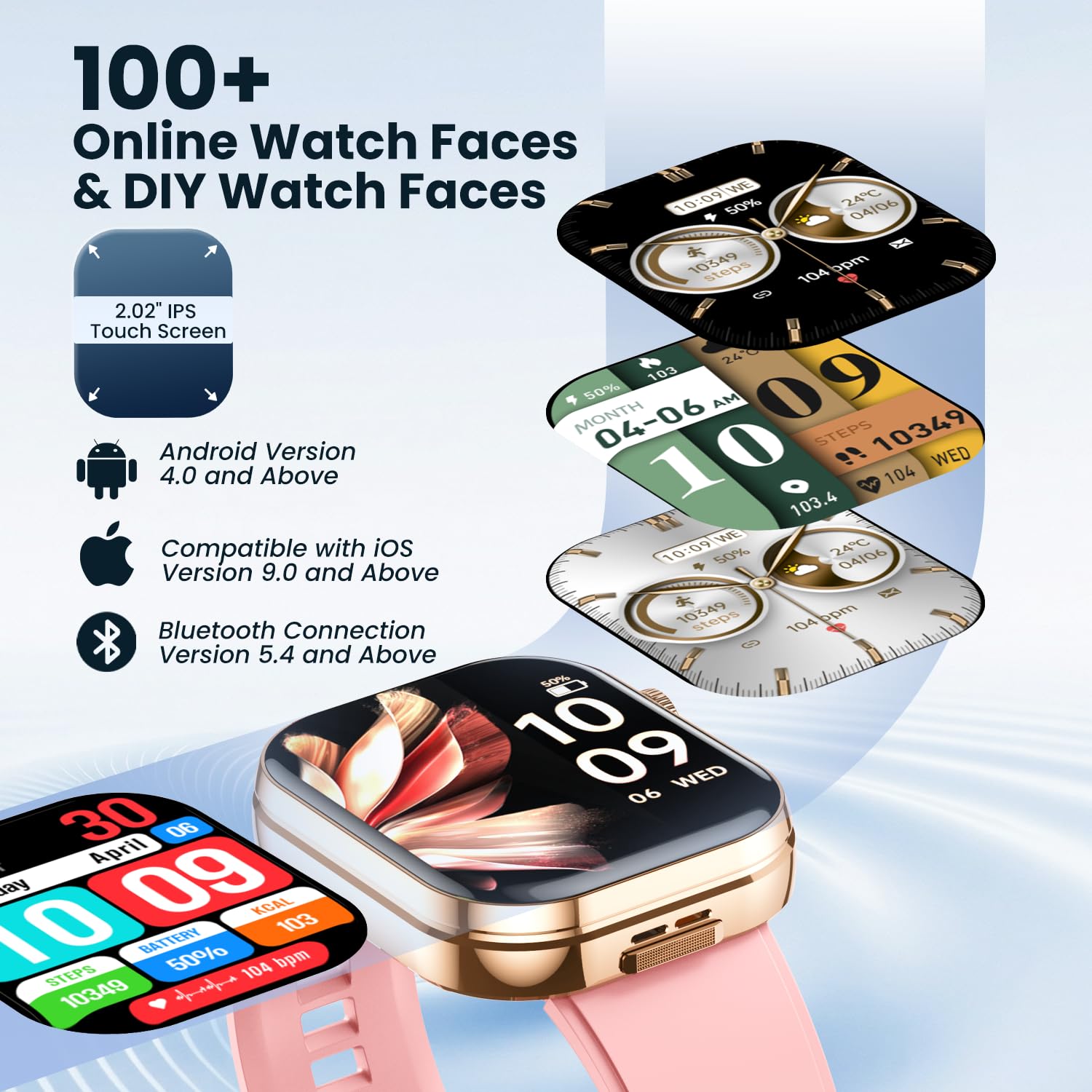Smartwatch Donna Uomo con Auricolari Bluetooth: 2.02" Orologio Smart Watch Effettua Risposta Chiamate 100 Modalità Sportive Fitness Tracker IP67 Impermeabile WhatsApp Notifice Compatibile Android iOS