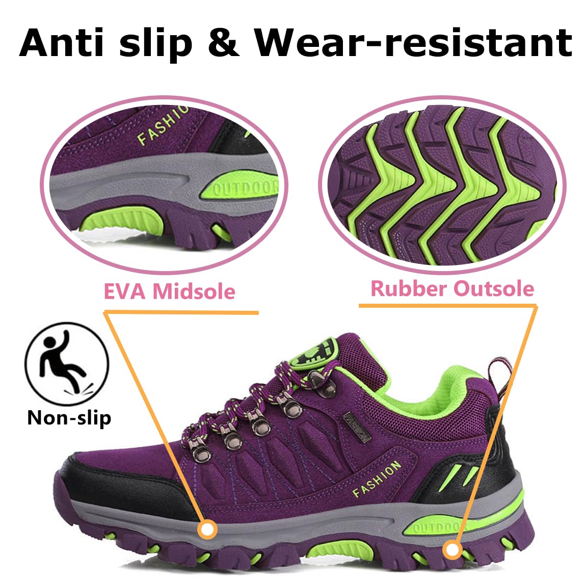 Scarpe da Trekking da Donna Scarpe Sportive Basse Scarpe da Trekking Leggere all'aperto Scarpe da Trekking Antiscivolo Adatte al Campeggio e all'escursionismo Nero Grigio Viola Rosa 36-42EU